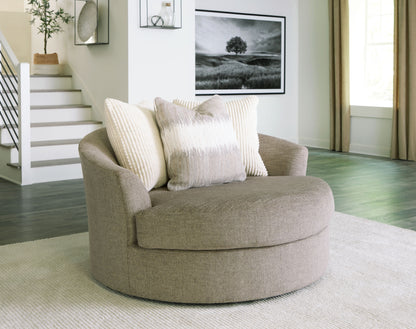 Creswell - Stone - Oversized Swivel Accent Chair - Hornell Furniture Outlet