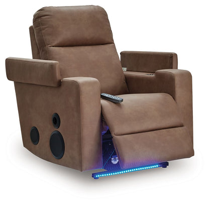 Lorrenton - Caramel - Glider Power Recliner With Audio System - Hornell Furniture Outlet