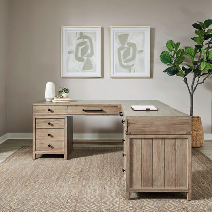 Proximity Place - L Shaped Desk - Barley Buff - Hornell Furniture Outlet