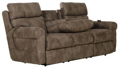 Tranquility - Power Headrest Power Lay Flat Reclining Sofa With DDT / CR3 Heat / Massage / Lumbar - Pewter - Hornell Furniture Outlet