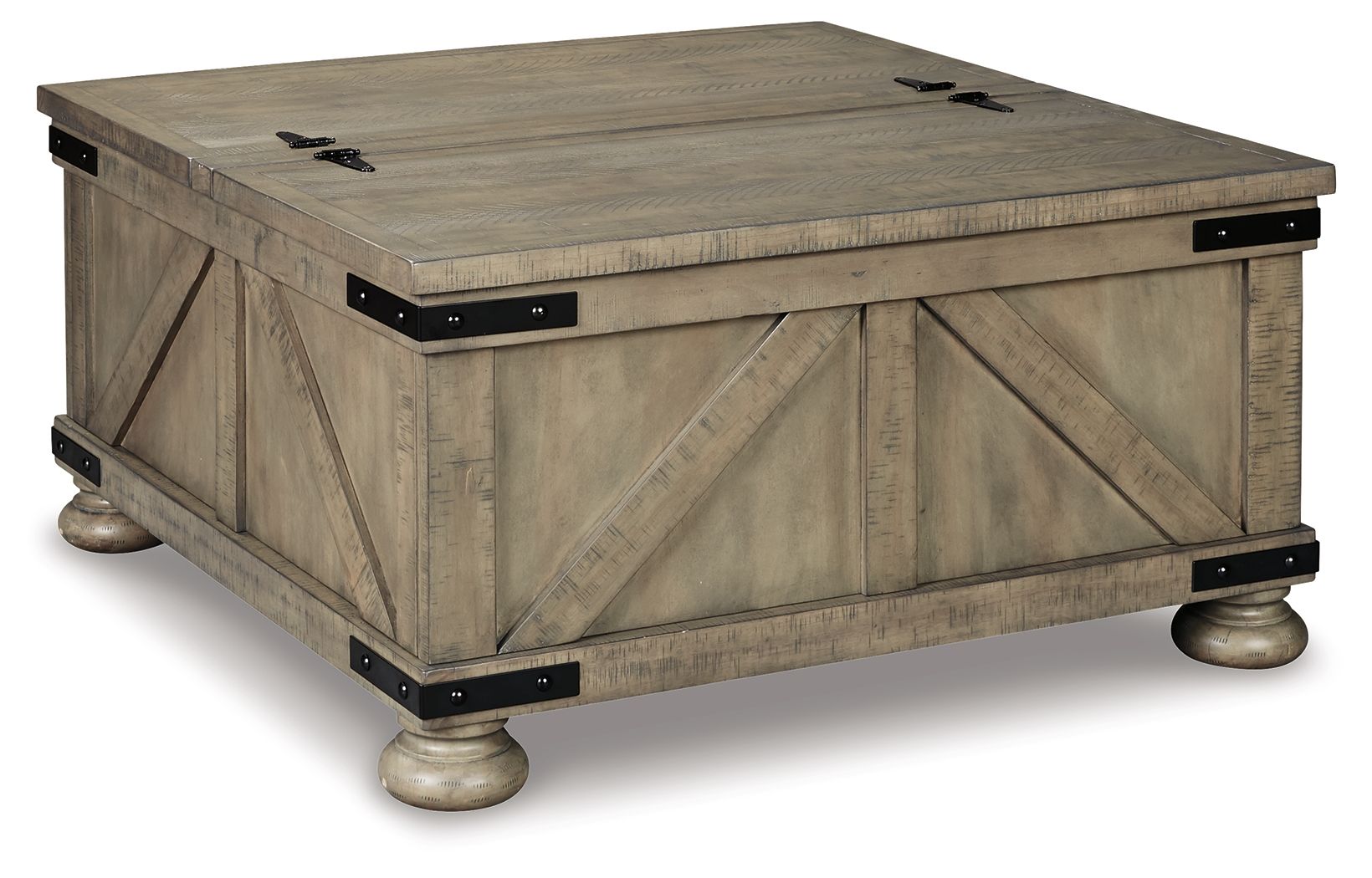Aldwin - Gray - Cocktail Table With Storage - Square - Hornell Furniture Outlet