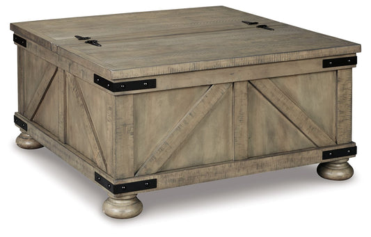 Aldwin - Gray - Cocktail Table With Storage - Square - Hornell Furniture Outlet