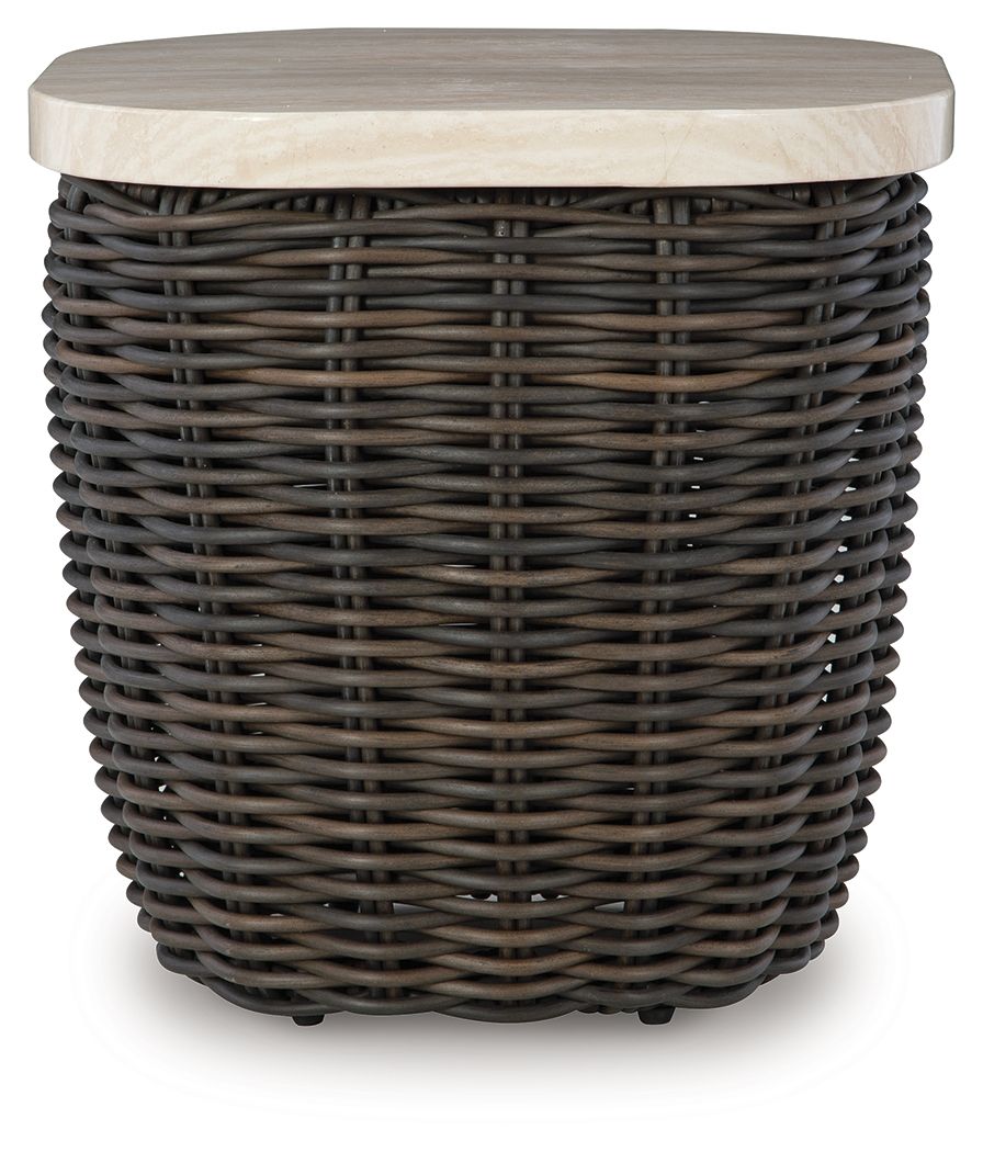 Kimora - Beige / Dark Brown - Square End Table - Hornell Furniture Outlet