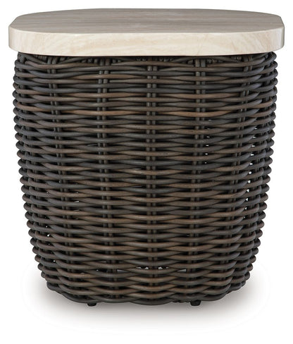 Kimora - Beige / Dark Brown - Square End Table - Hornell Furniture Outlet