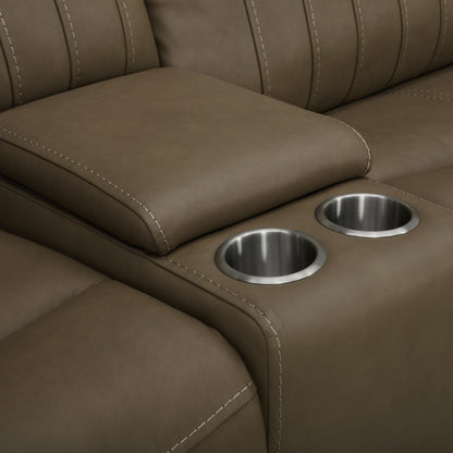 Bennett - Loveseat With Console P2 & ZG - Butternut - Butternut Leather - Hornell Furniture Outlet