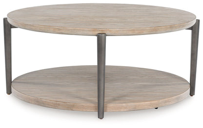 Dyonton - Light Grayish Brown - Round Cocktail Table - Hornell Furniture Outlet