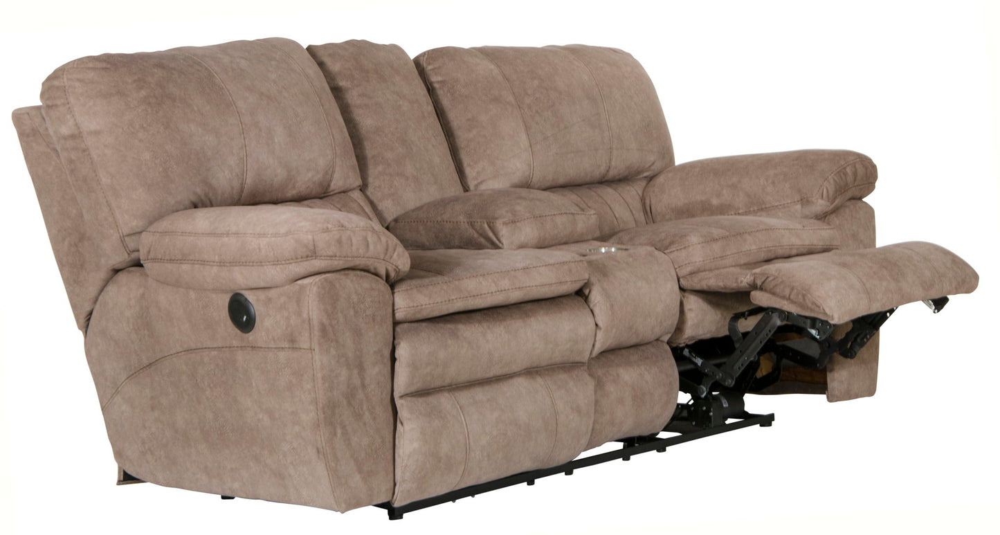 Reyes - Power Lay Flat Reclining Console Loveseat With Storage & Cupholders - Hornell Furniture Outlet