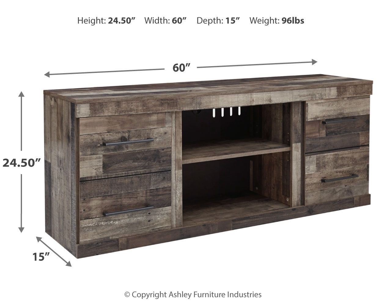 Derekson - Multi Gray - LG TV Stand w/Fireplace Option - Hornell Furniture Outlet