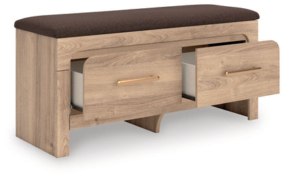 Kinlanni - Bedroom Upholstered Storage Bench - Tan / Brown - Hornell Furniture Outlet