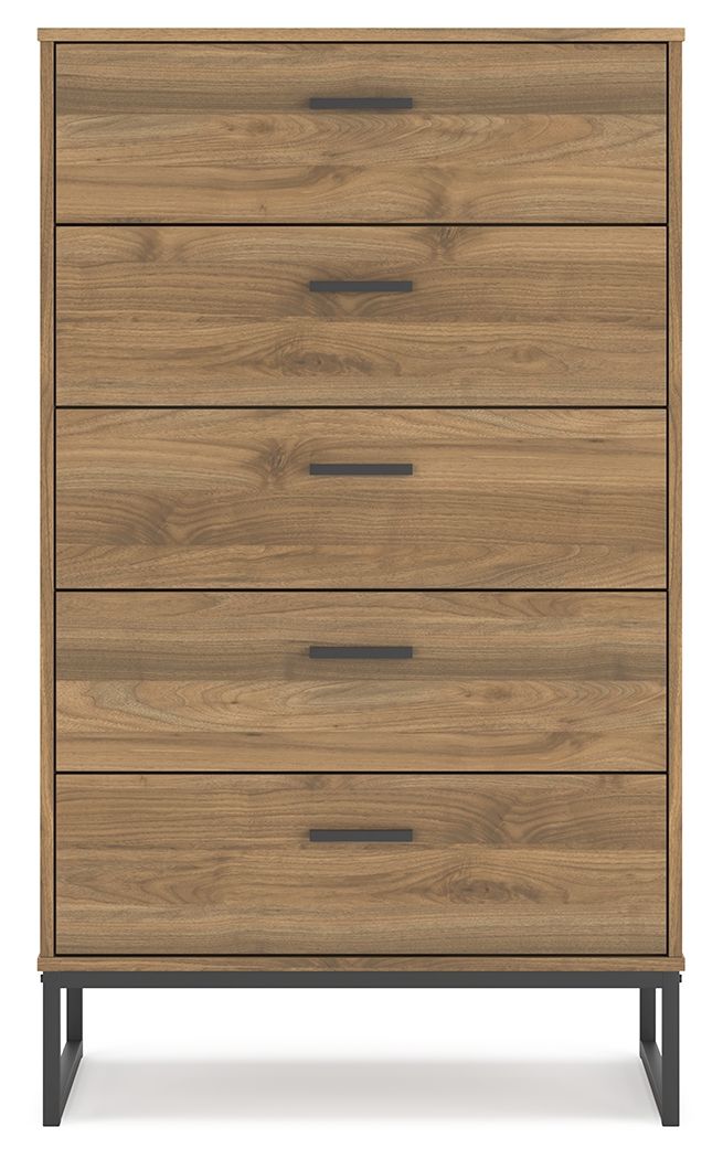 Deanlow - Honey - Five Drawer Chest - Hornell Furniture Outlet