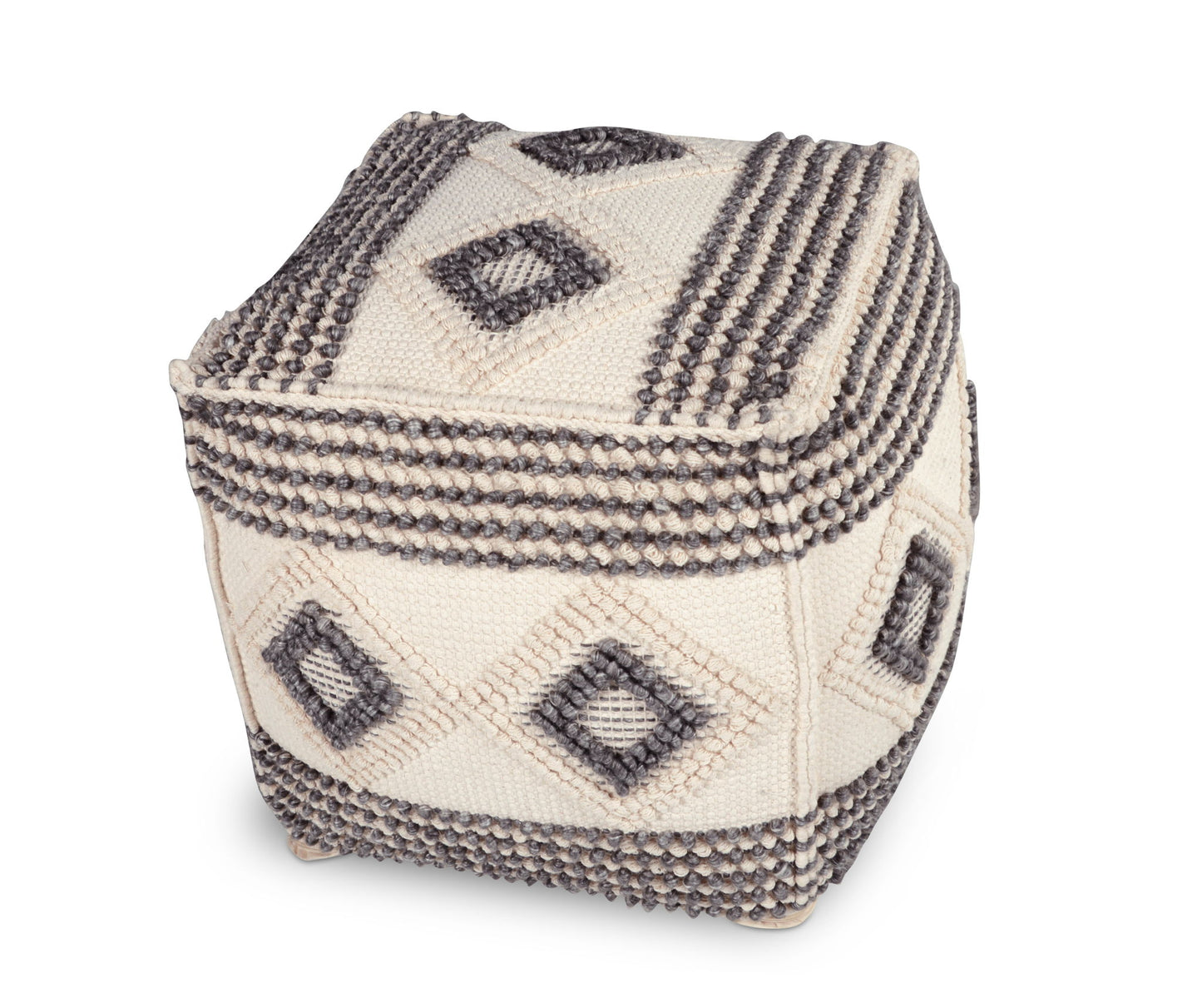 Dalia - Square Handwoven Woolen Pouf - Beige - Hornell Furniture Outlet
