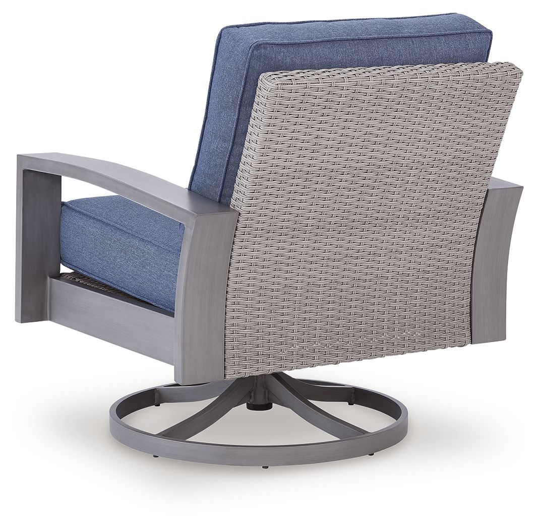 Half Moon Beach - Swivel Lounge With Cushion - Blue / Gray - Hornell Furniture Outlet