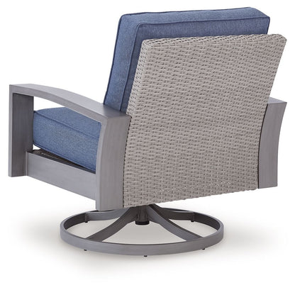 Half Moon Beach - Swivel Lounge With Cushion - Blue / Gray - Hornell Furniture Outlet