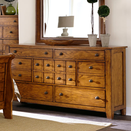 Grandpas Cabin - 7 Drawer Dresser - Light Brown - Hornell Furniture Outlet