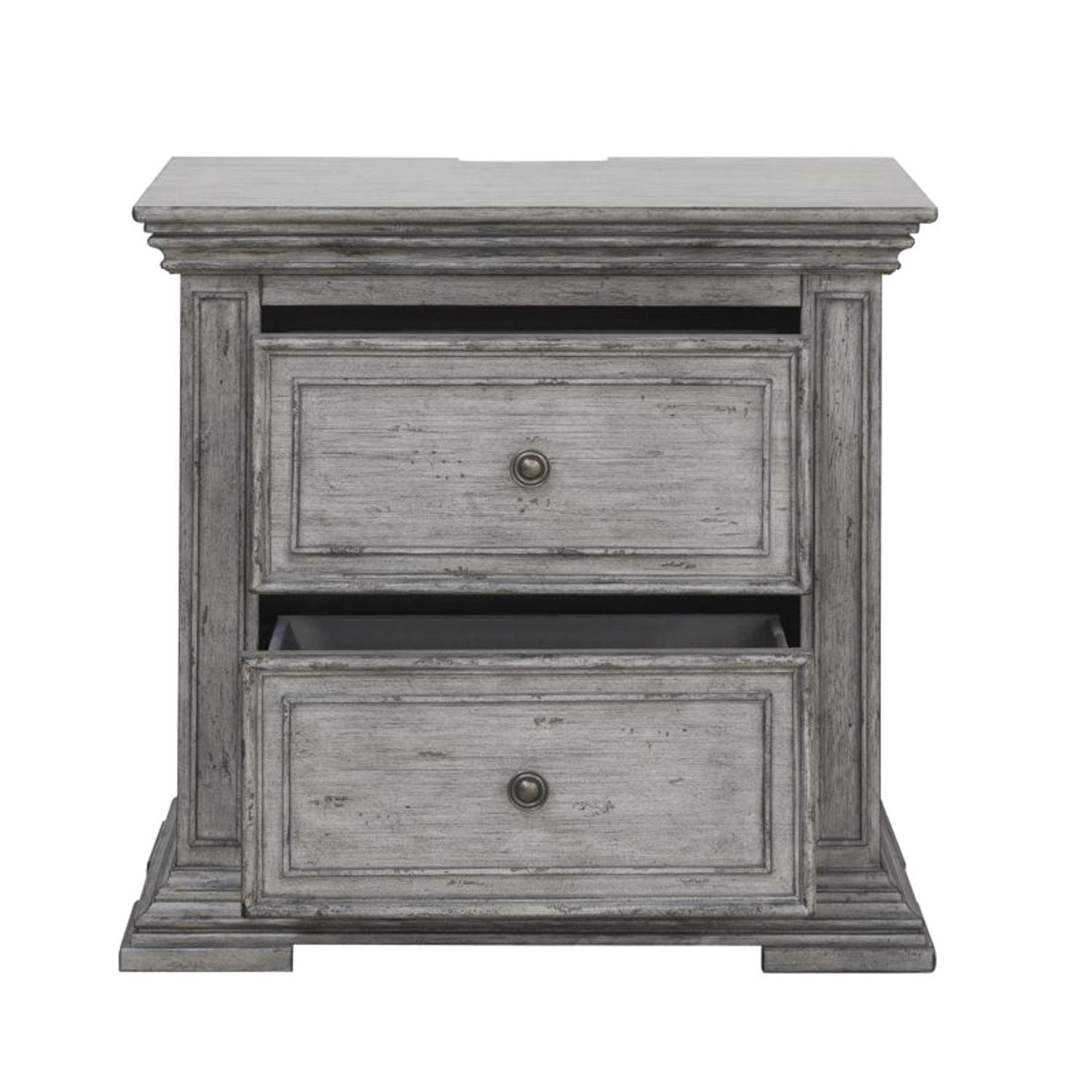 Big Valley - 2 Drawer Night Stand w/ Charging Station - Hornell Furniture Outlet
