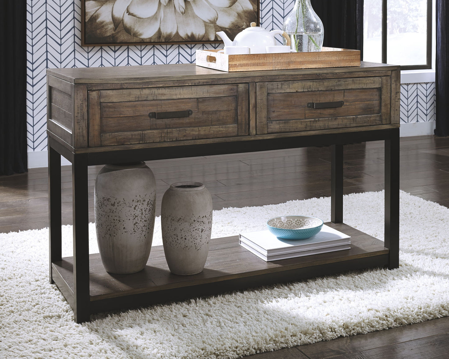 Johurst - Grayish Brown - Sofa Table - Hornell Furniture Outlet