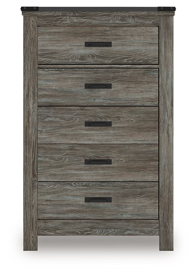 Frandern - Gray - Five Drawer Chest - Hornell Furniture Outlet