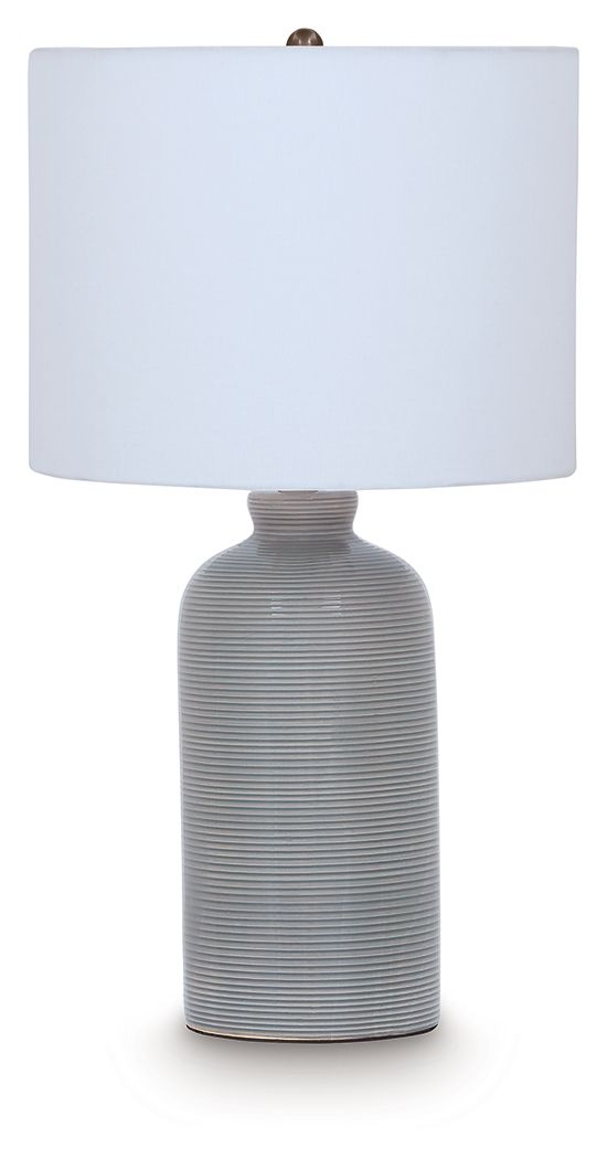 Wimlow - Ceramic Table Lamp - Gray Blue - Hornell Furniture Outlet