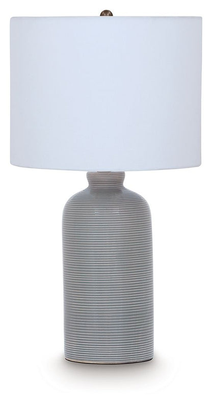 Wimlow - Ceramic Table Lamp - Gray Blue - Hornell Furniture Outlet