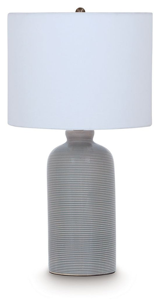 Wimlow - Ceramic Table Lamp - Gray Blue - Hornell Furniture Outlet