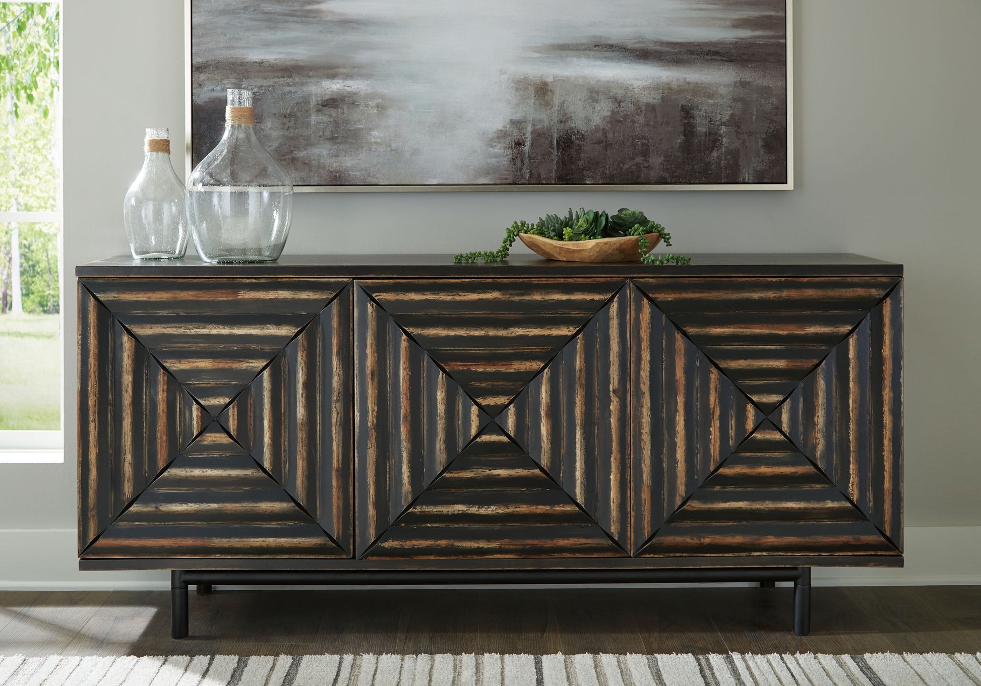 Fair Ridge - Distressed Black - Accent Cabinet - Hornell Furniture Outlet