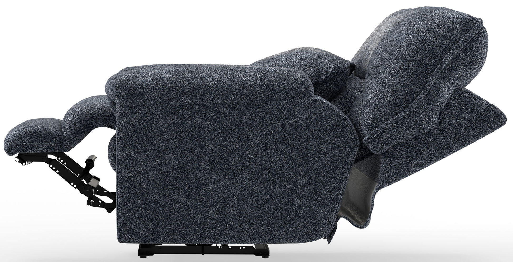 Paxon - Deep Seat Power Lay Flat Recliner With Power Adjustable Headrest - Smoke - Hornell Furniture Outlet