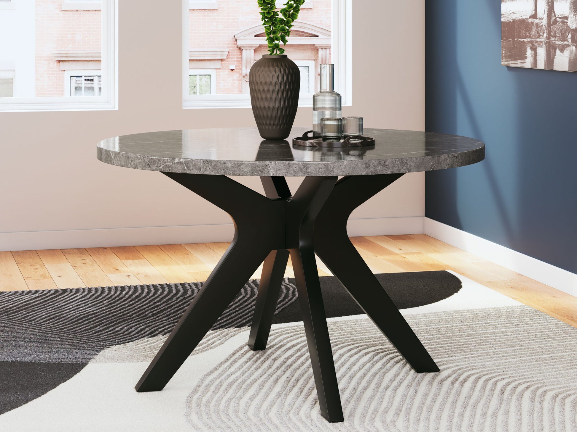 Glinari - Taupe / Black - 5 Pc. - Dining Room Table, 4 Side Chairs - Hornell Furniture Outlet