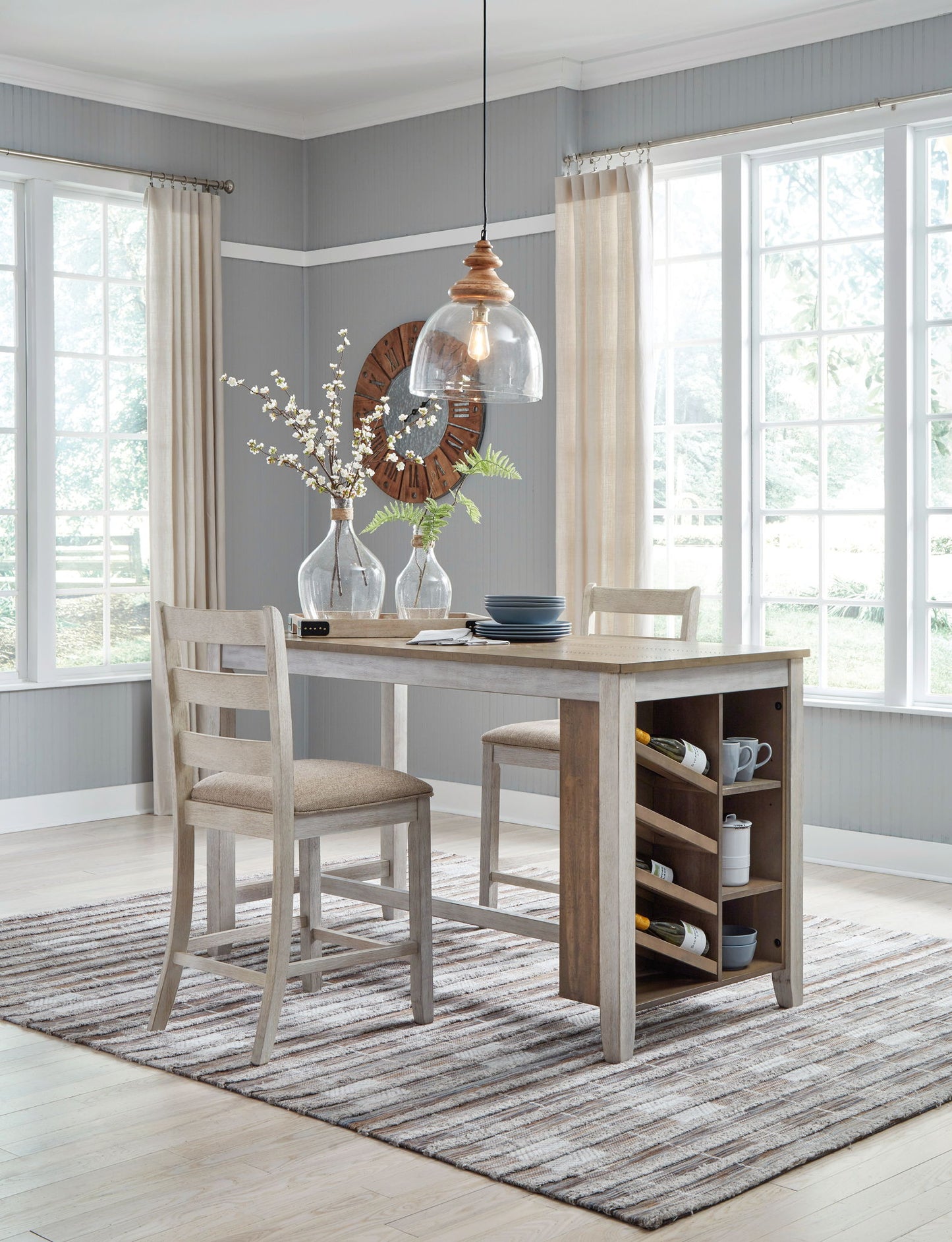 Skempton - Rectangular Counter Table With Storage - White - Hornell Furniture Outlet