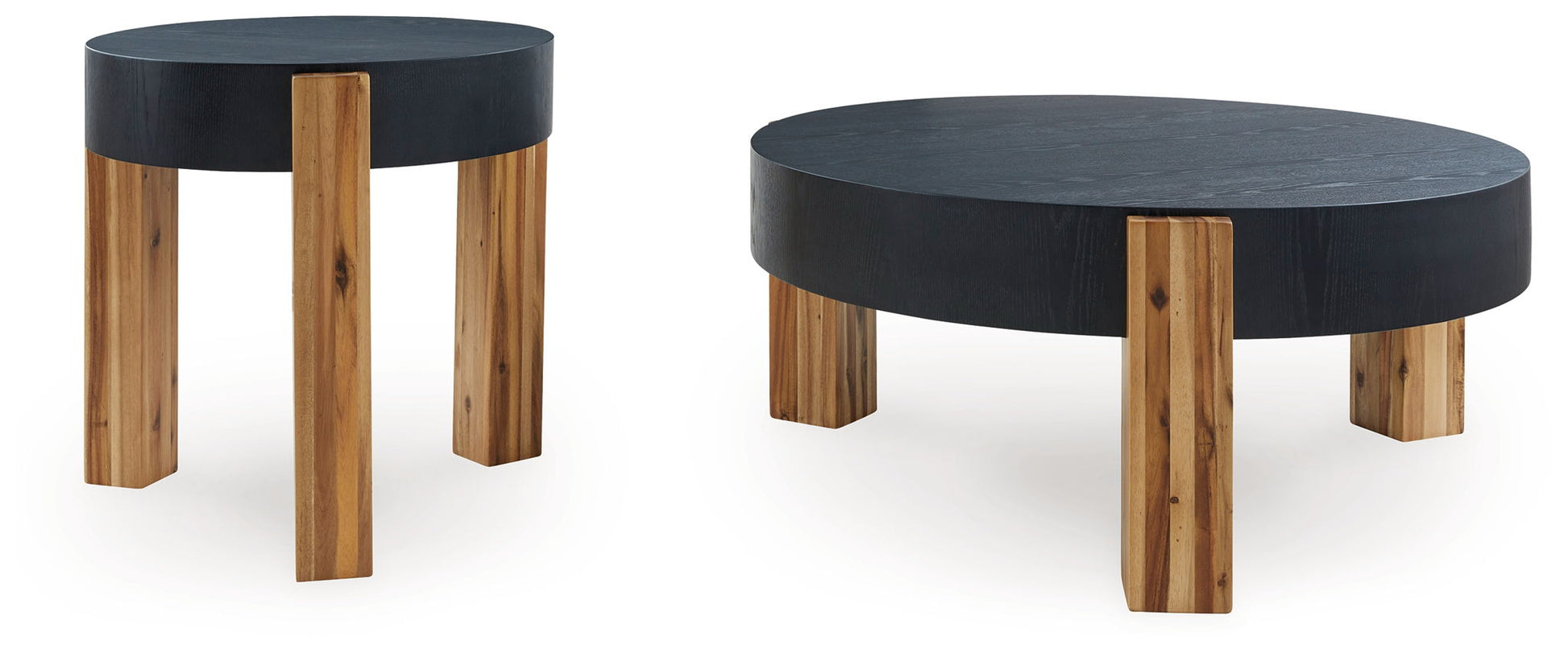 Breenmore - Black / Natural - Occasional Table Set (Set of 2) - Hornell Furniture Outlet