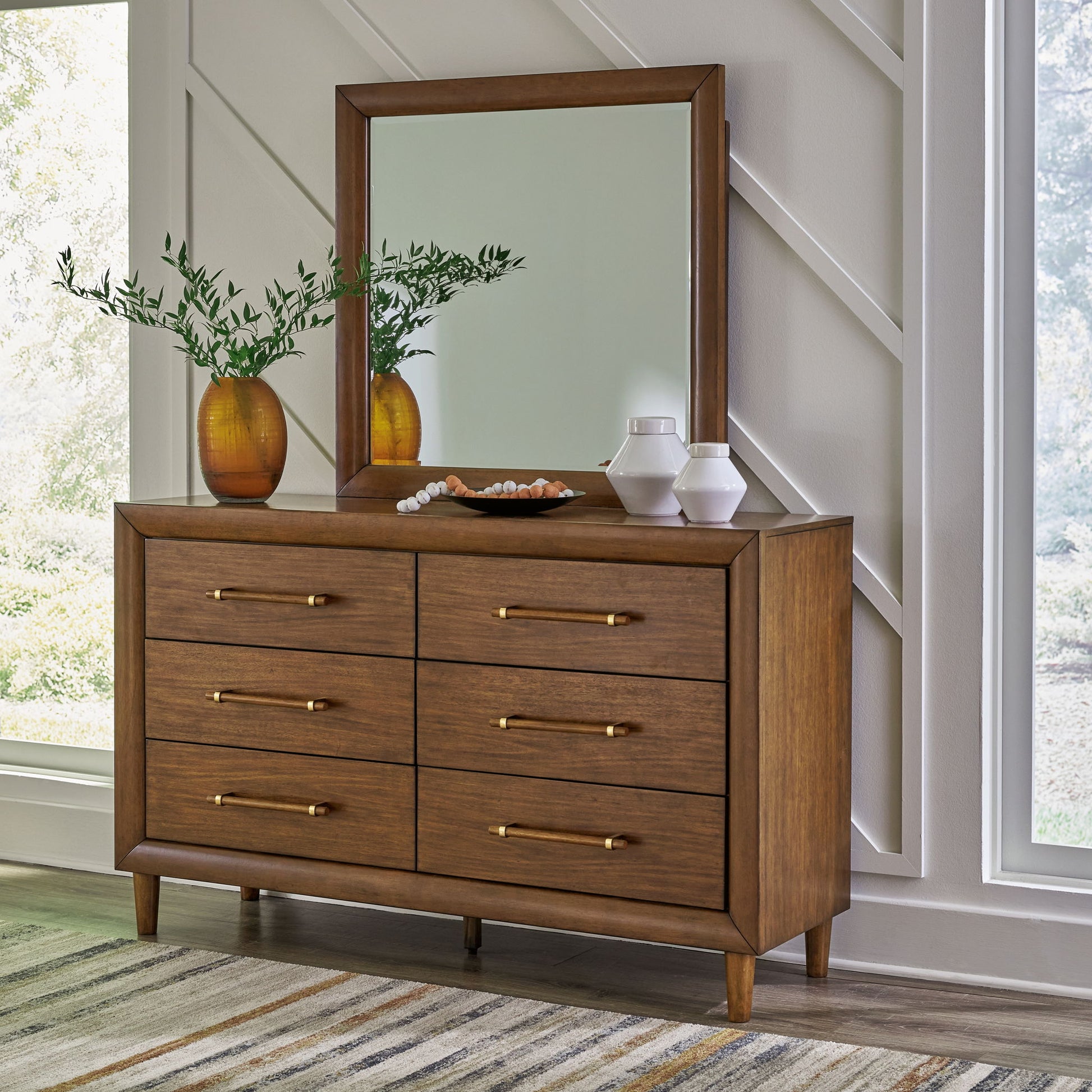 Lyncott - Brown - Dresser And Mirror - Hornell Furniture Outlet