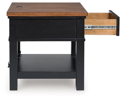Wildenauer - Brown / Black - Rectangular End Table - Hornell Furniture Outlet