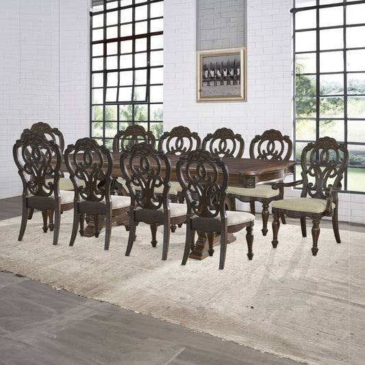 Royale - 12 Piece Dining Set - Brown - Hornell Furniture Outlet