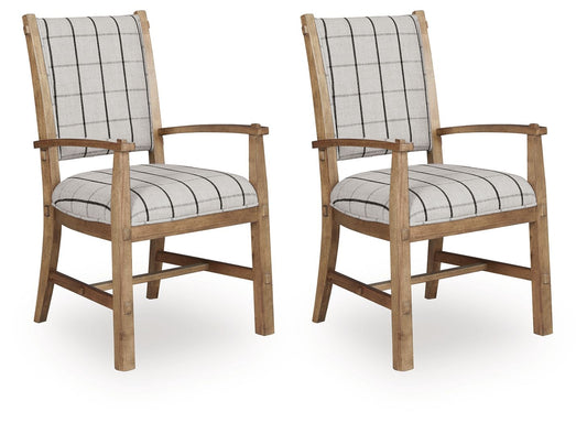 Ridgester - Dining Upholstered Arm Chair (Set of 2) - Light Brown - Hornell Furniture Outlet