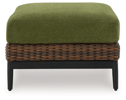 Horizon Hall - Brown / Green - Ottoman With Cushion - Hornell Furniture Outlet