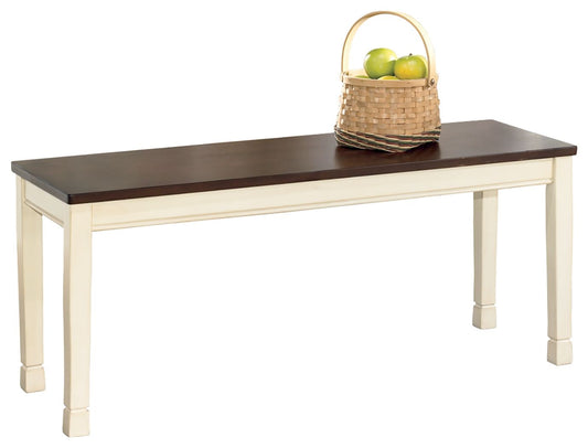 Whitesburg - Brown / Cottage White - Large Dining Room Bench - Hornell Furniture Outlet