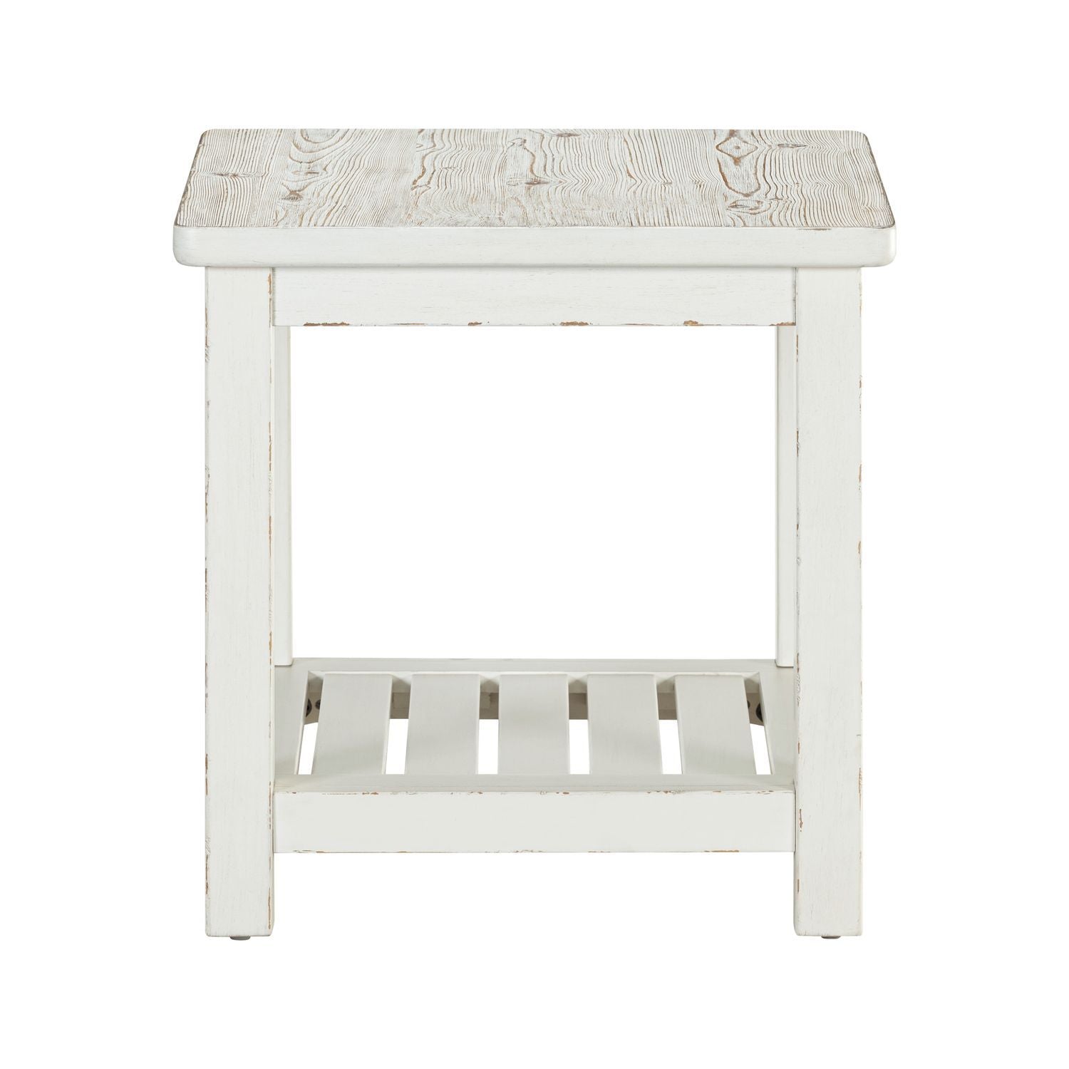 Backroads - End Table - Weathered White & Parchment Brown - Hornell Furniture Outlet