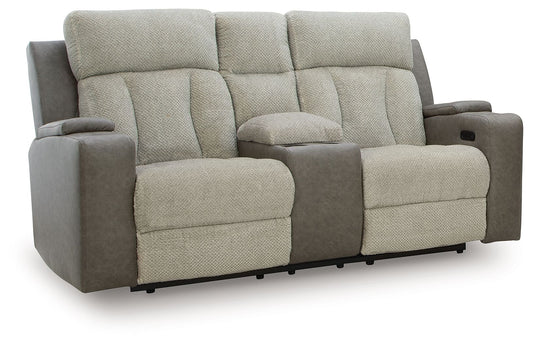 WhipLash - Sisal - Power Reclining Loveseat With Console / Adj Headrest - Hornell Furniture Outlet