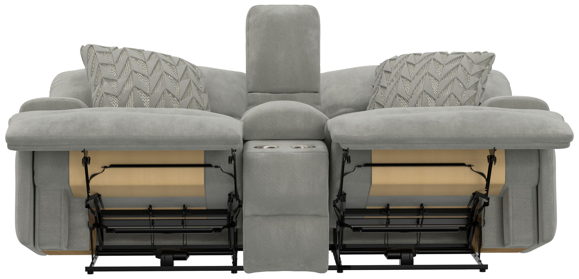 Renaldo - Power Console Loveseat With Zero Gravity Recline - Stone - Hornell Furniture Outlet