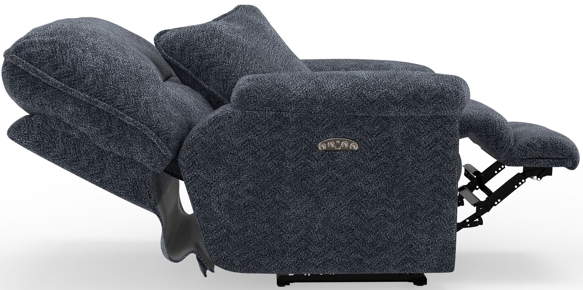 Paxon - Deep Seat Power Lay Flat Recliner With Power Adjustable Headrest - Smoke - Hornell Furniture Outlet