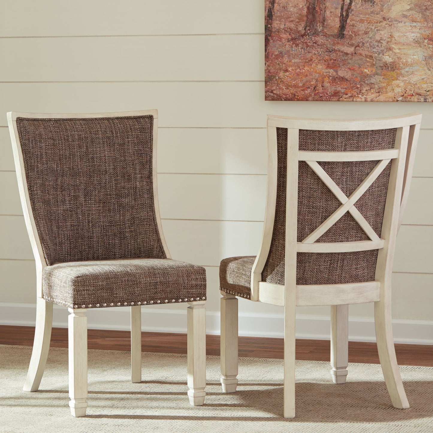 Bolanburg - Dining UPH Side Chair (Set of 2) - Lattice Back - Brown / Beige - Hornell Furniture Outlet