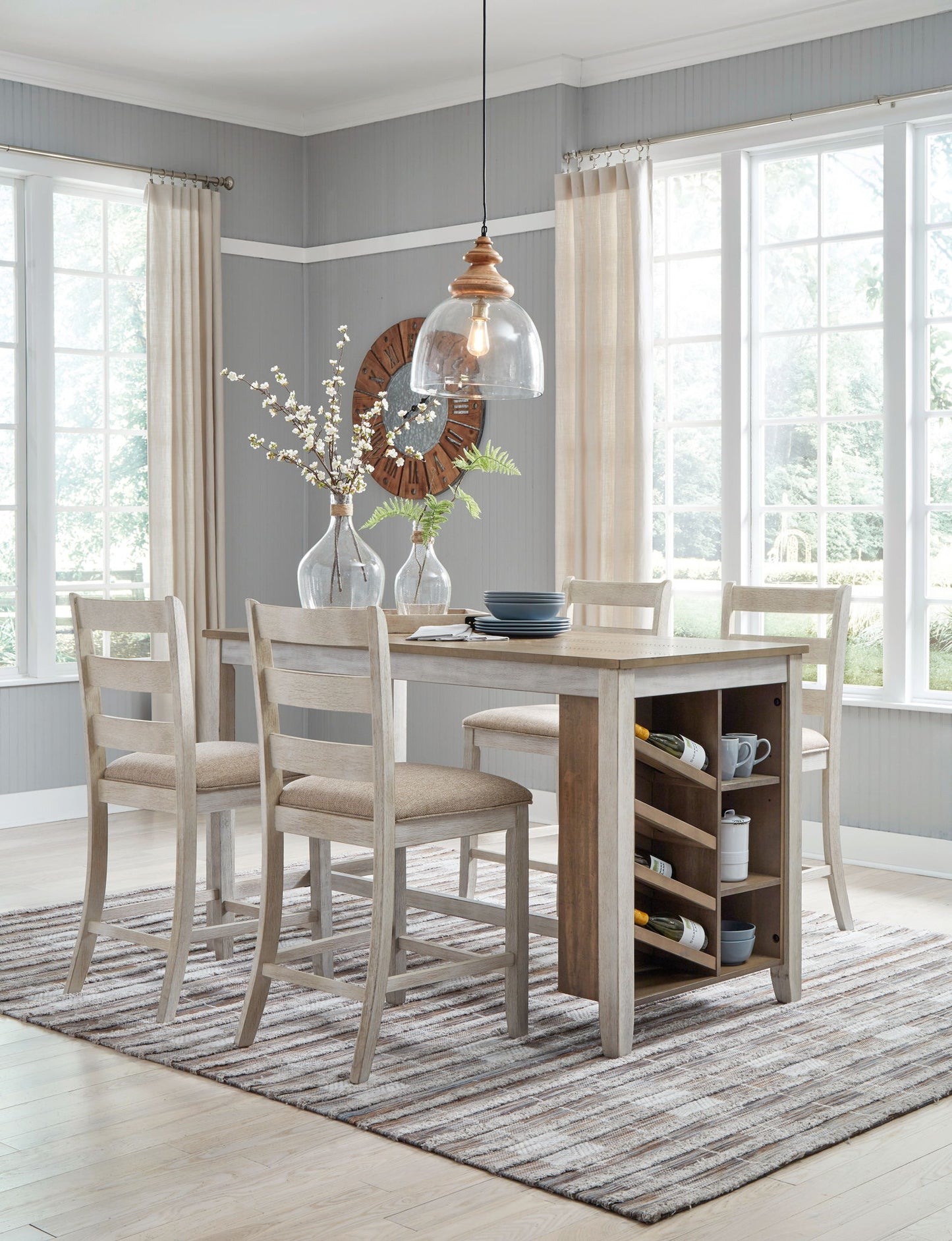 Skempton - Rectangular Counter Table With Storage - White - Hornell Furniture Outlet