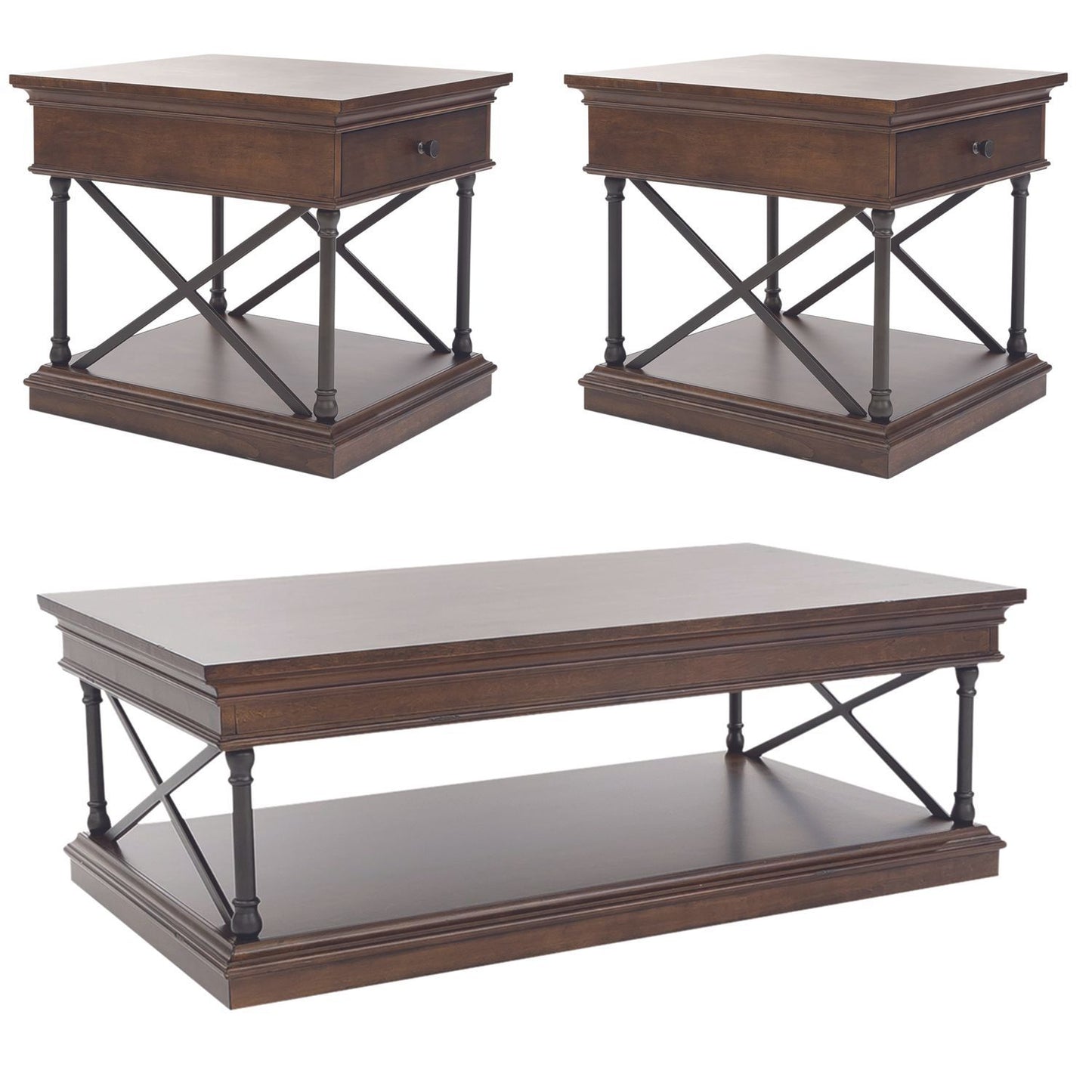 Tribeca - 3 Piece Table Set - Dark Brown - Hornell Furniture Outlet