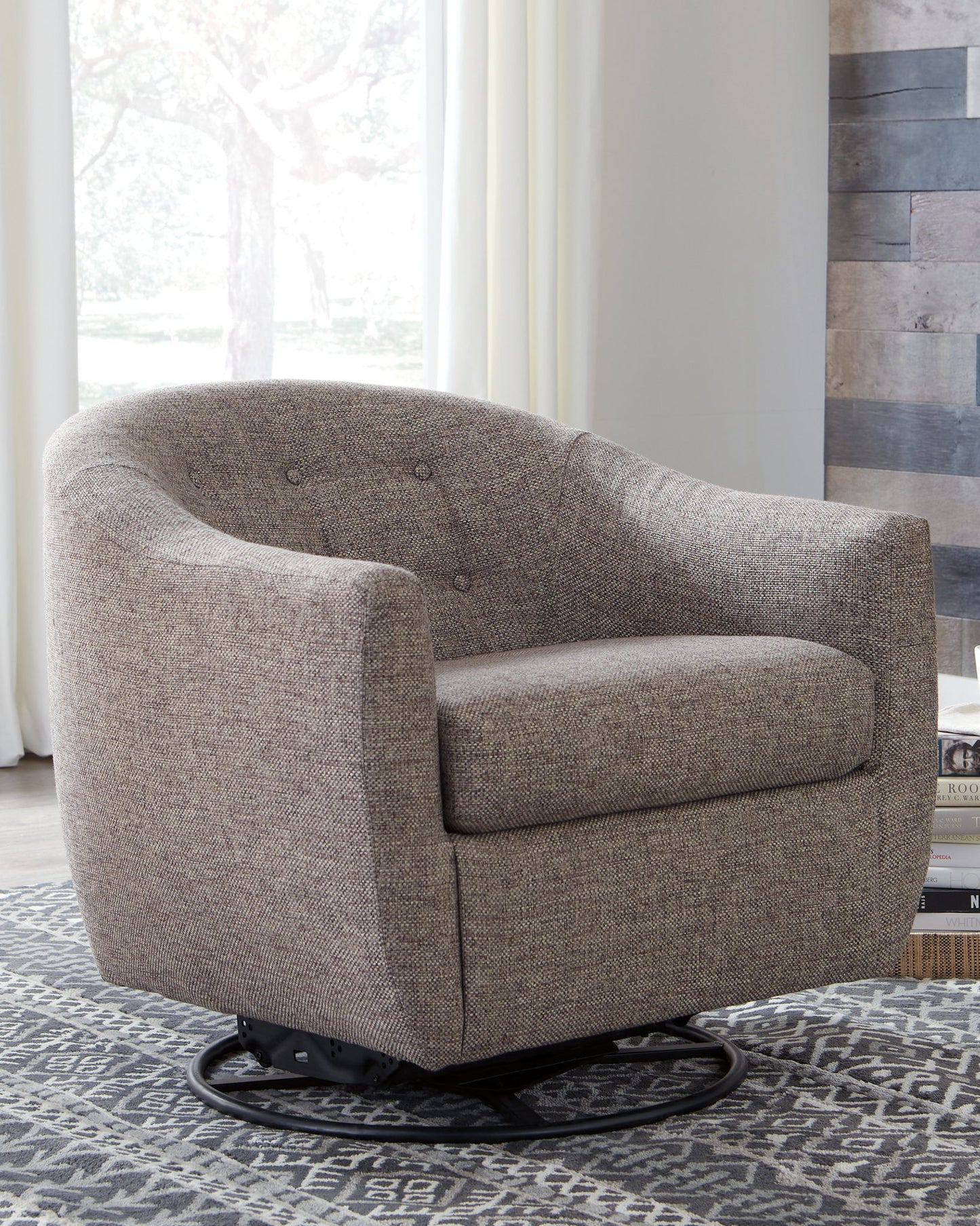 Upshur - Taupe - Swivel Glider Accent Chair - Hornell Furniture Outlet