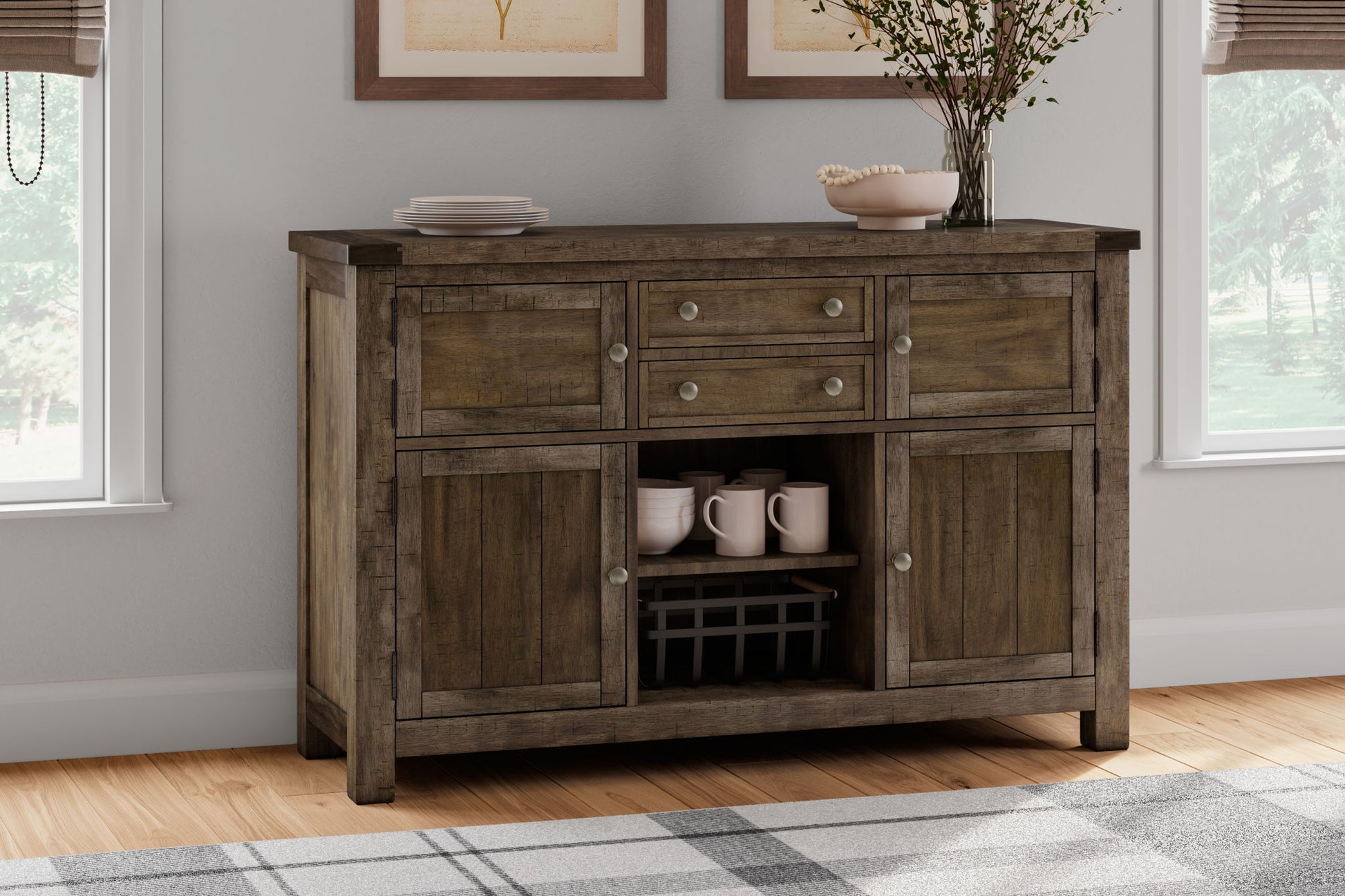Moriville - Grayish Brown - Dining Room Server - Hornell Furniture Outlet