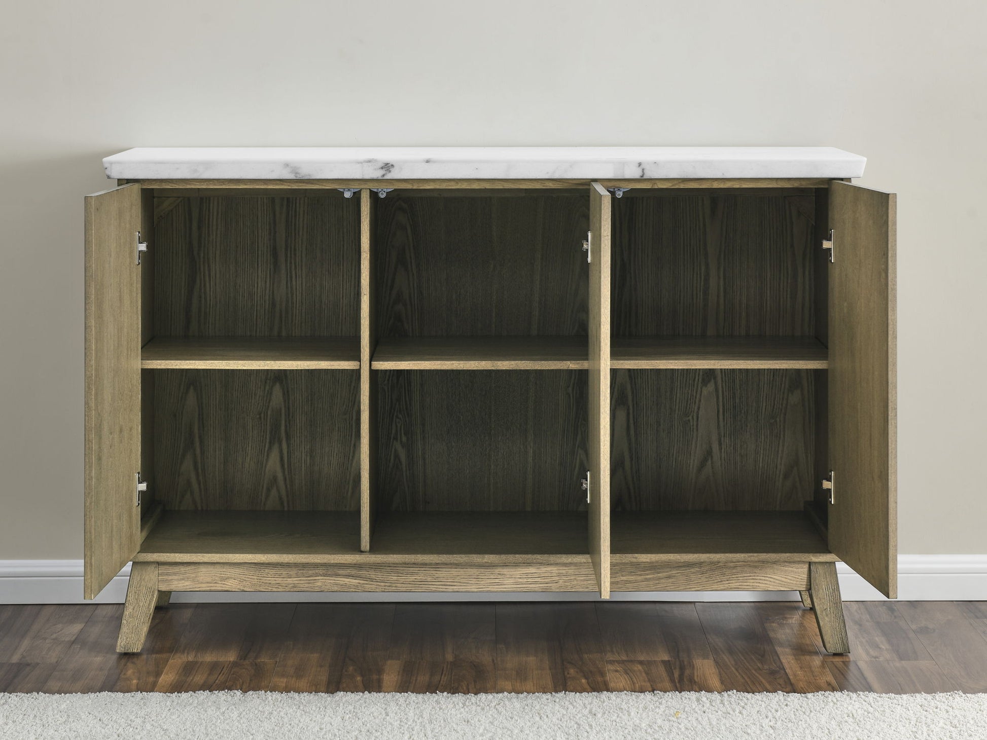 Vida - White Marble Top Server - Dark Brown - Hornell Furniture Outlet