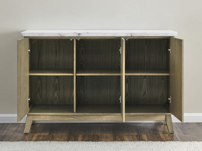 Vida - White Marble Top Server - Dark Brown - Hornell Furniture Outlet