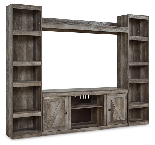 Wynnlow - Gray - 4 - Piece Entertainment Center With LG TV Stand W/Fireplace Option - Hornell Furniture Outlet