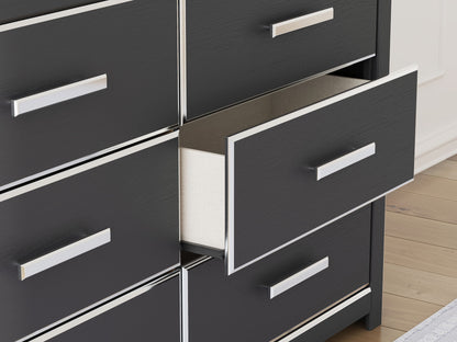 Zuraleus - Black - Six Drawer Dresser - Hornell Furniture Outlet