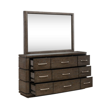 Cascade Falls - Dresser & Mirror - Satin Espresso - Hornell Furniture Outlet