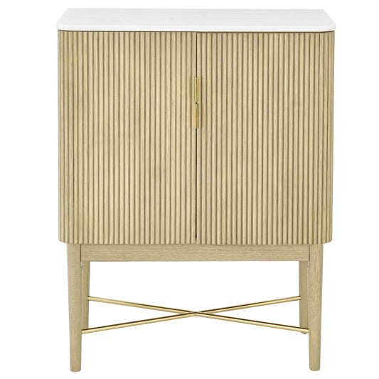 Vida - Marble Top Wine Cabinet - White - Hornell Furniture Outlet